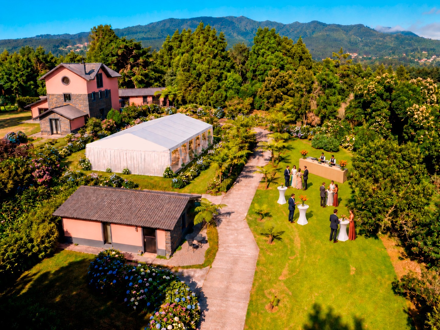 Composição de uma celebração nos jardins do Palheiro do Avô